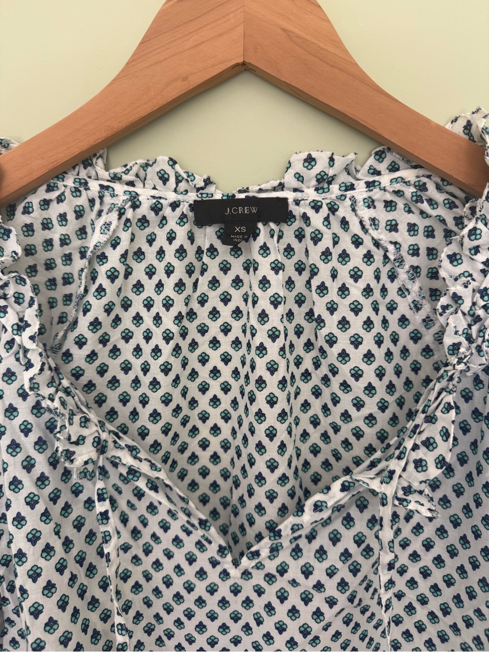 J Crew Tie Front Ruffle Top - Picture 2 of 8